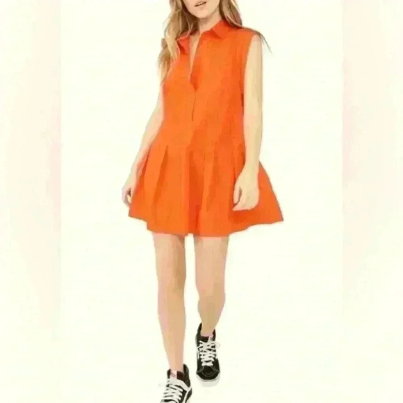 Free People Naomi Pleated Cotton Mini Dress - Picture 1 of 8